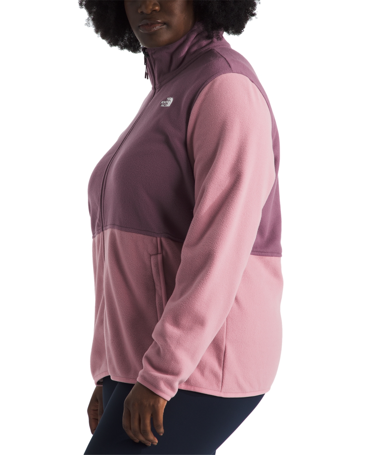 The North Face Women's Plus Size Colorblocked Zip-Front Glacier Fleece Jacket -Midnight Mauve