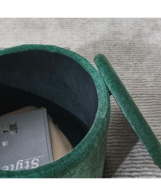 Chenille Storage Ottoman with Stool