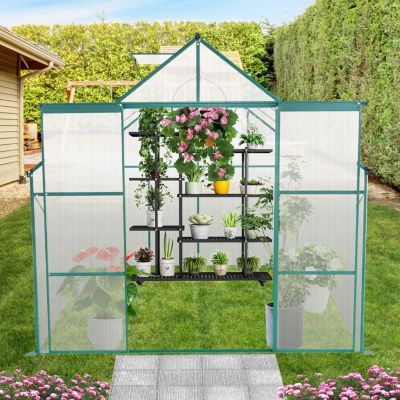 Streamdale 8x6ft Green Polycarbonate Greenhouse with Raised Base