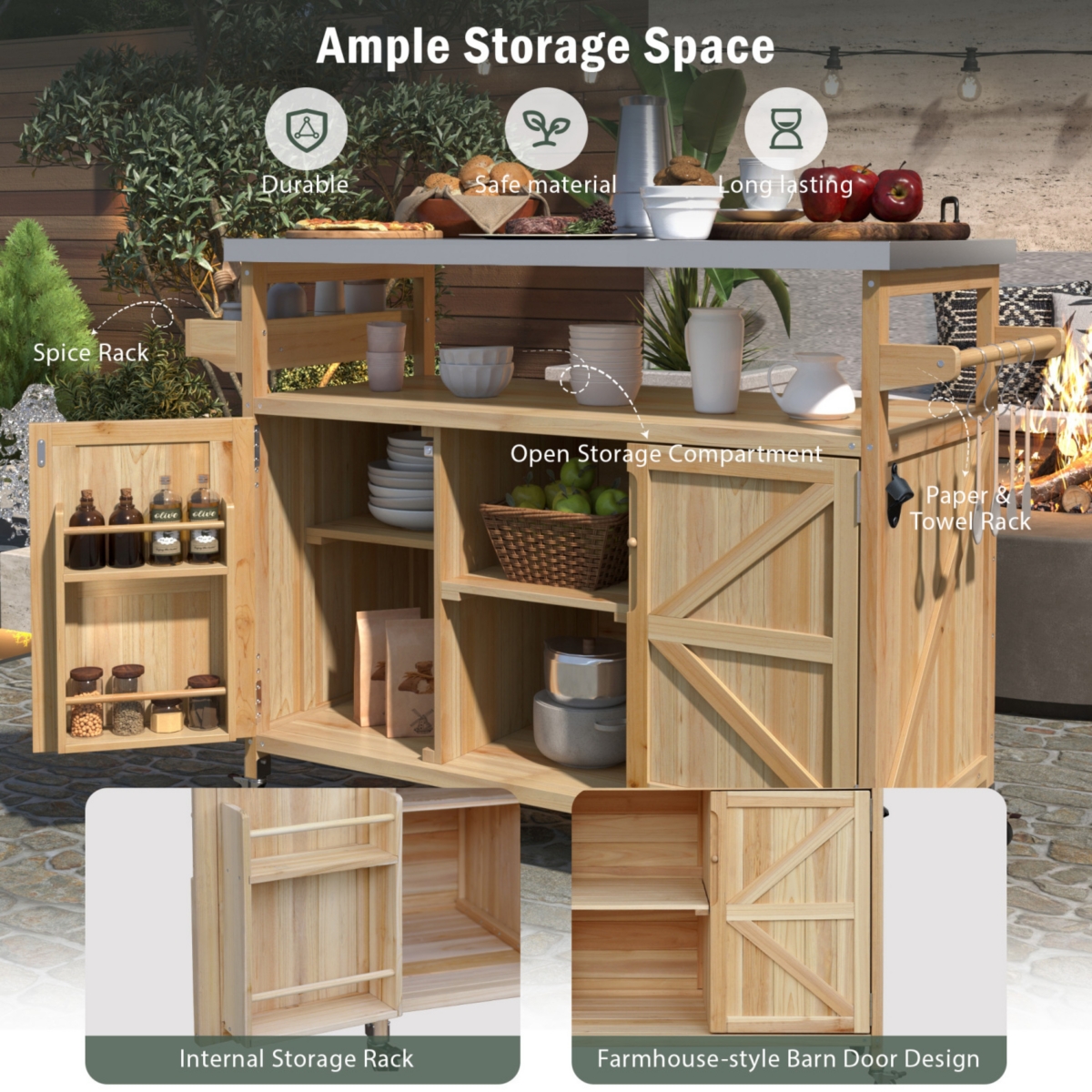 Streamdale Farmhouse Outdoor Island Cart with Grill Top