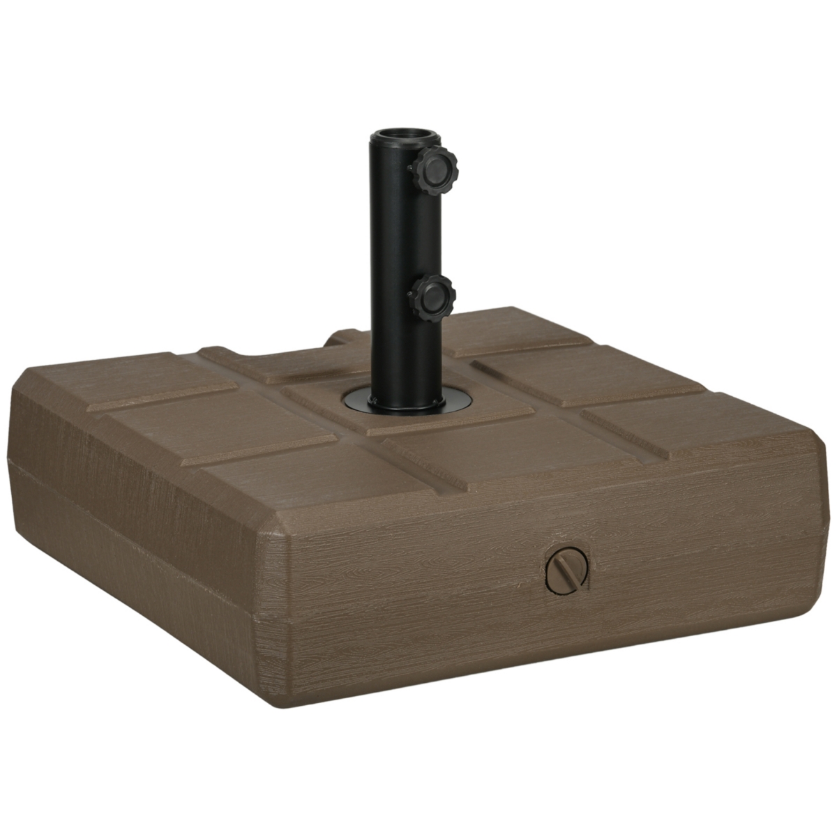 88 lbs. Fillable Umbrella Base with Steel Umbrella Holder for 1.25&#x22;, 1.5&#x22; or 2&#x22; Umbrella Poles, Square & Reversible Heavy Duty Market U