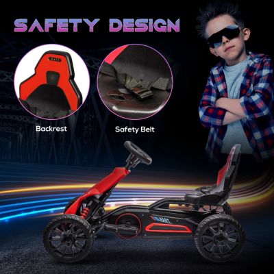 12V Electric Go Kart for Kids, Outdoor Ride-On Toy with Forward Backward Drive & Adjustable Speed, Gift for Child 3-8 Years Old, Red