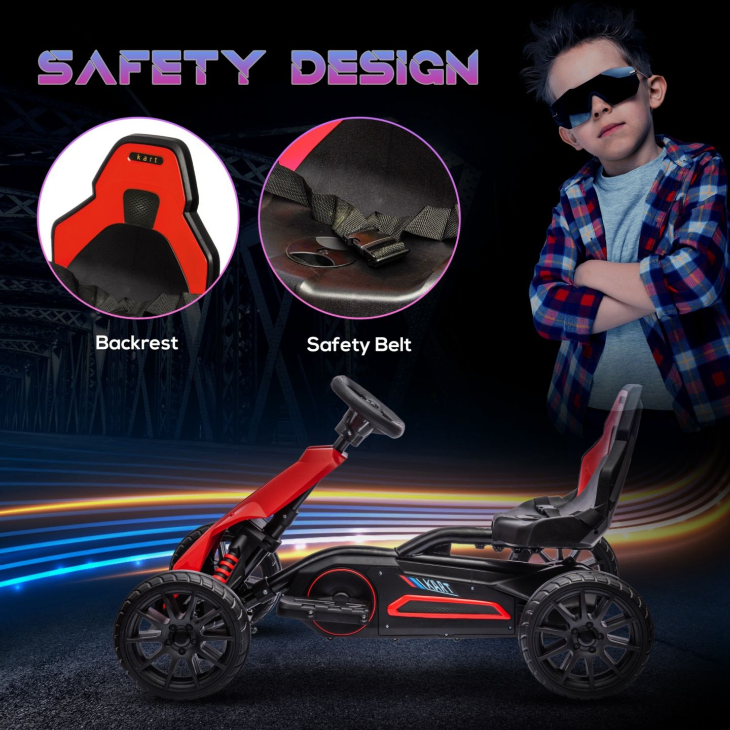 Детская игрушка Streamdale Furniture 12V Electric Forward & Backward Drive Go-Kart, 66 lbs, 3–8 лет — фото 2