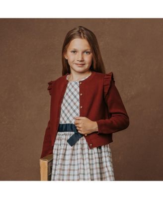 Girls Organic Milano Ruffle Shoulder Cardigan