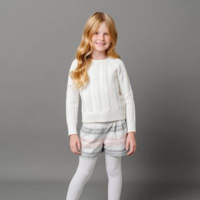 Girls Organic Long Sleeve Raglan Cable Sweater