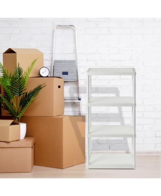 4 Shelf Fixed Height Solid Light Duty Home Storage Unit, White