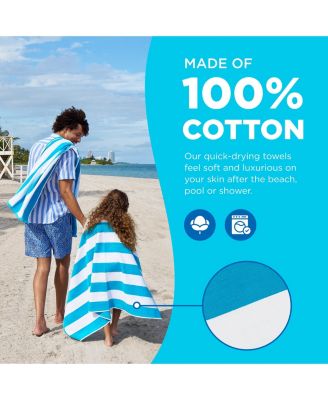 Striped Towel - Absorbent, 100% Cotton Towels - Oversized Towels for Beach Essentials - Quick-Dry Swimming Towels - Soft Towels with Striped Design - 32" x 62", Turquoise (4 Pack)
