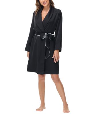 Madision Park Women's Gift Packed Satin Shell Fleece Lined Robe