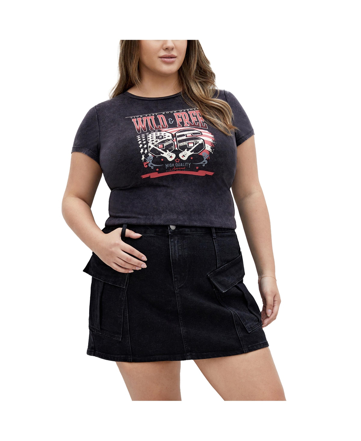 Women's Micro Print Wash Tee - Wild and free wash