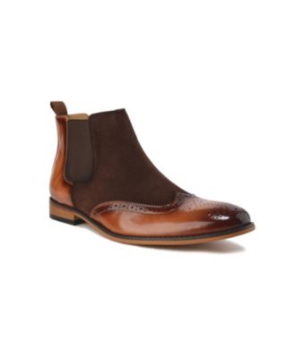 Men's Wingtip Brogue Two-Tone Chelsea Boots