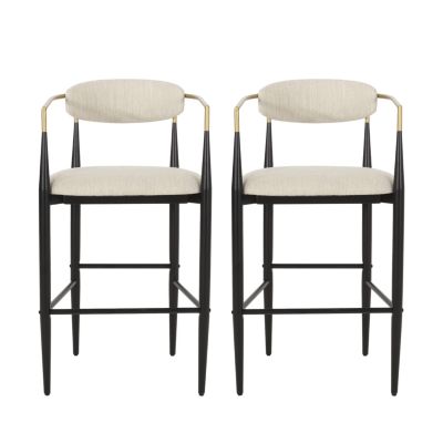 Streamdale Modern Iron and Fabric Barstools