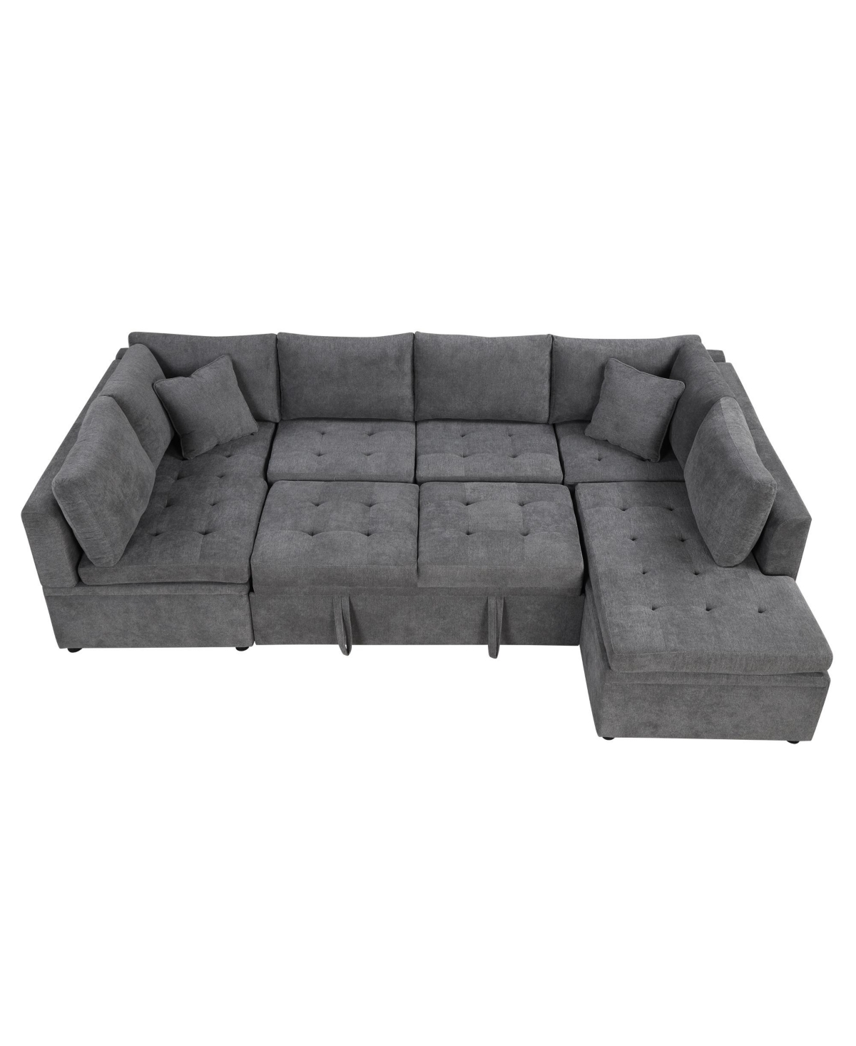 Simplie Fun 117.3" Oversized Sectional Sofa U- shaped Sofa Couch Pull-out Sofa Bed with Two Throw Pillows for Living Room, Gray