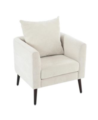  Beige Chenille Barrel Chair with Waist Pillow