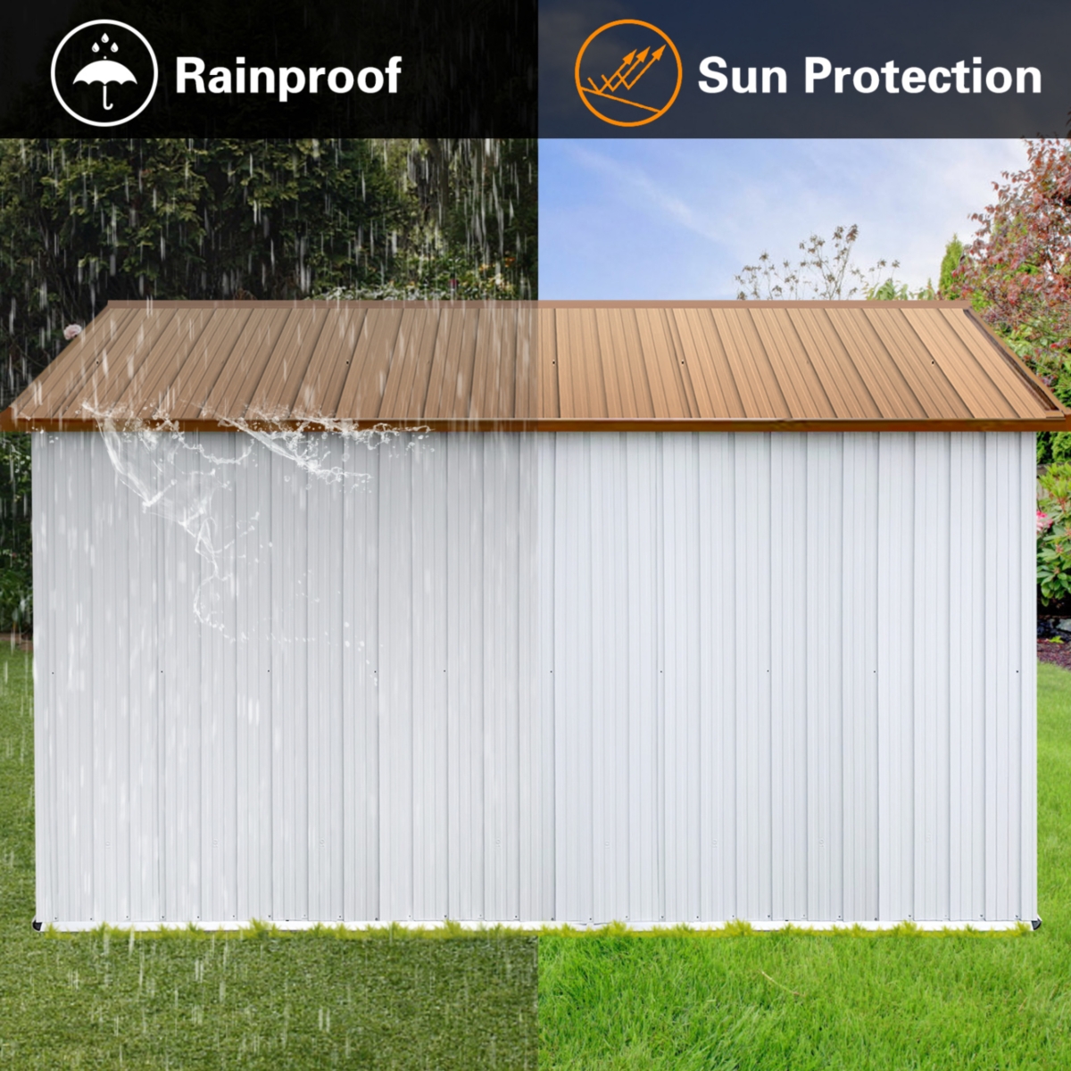 Streamdale Metal garden sheds 10ftx12ft outdoor storage sheds White+Yellow