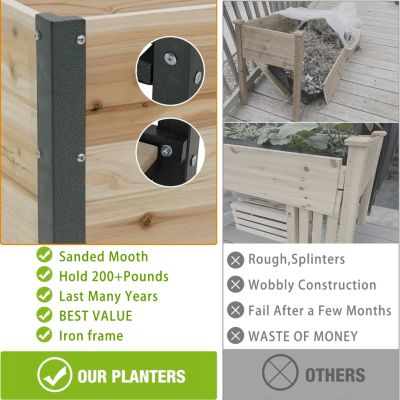 Streamdale 45" Iron-Wood Raised Garden Beds w/ Storage