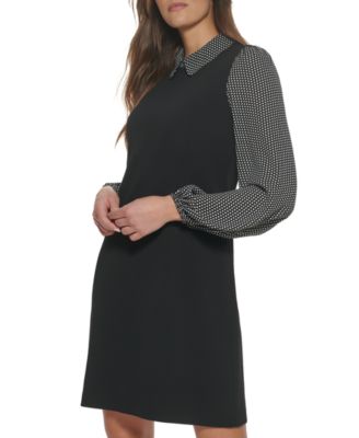 Women's Polka-Dot Layered-Look Shift Dress