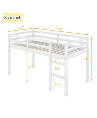 Twin Loft Bed with Ladder and Strong Slats.
