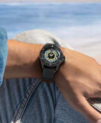 Men's Swiss Automatic Ocean Star Decompression Timer 1961 Black PVD Stainless Steel Mesh Bracelet Watch 41mm