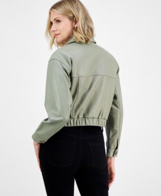 Women's Button-Front Leather Jacket