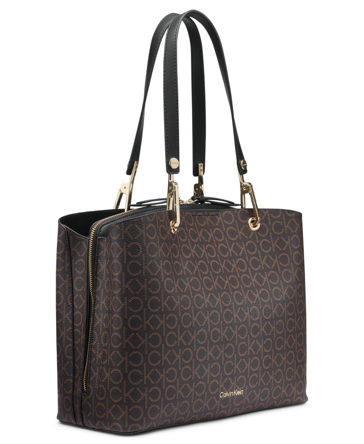 CALVIN KLEIN GARNET SIGNATURE TRIPLE COMPARTMENT TOP ZIPPER TOTE 