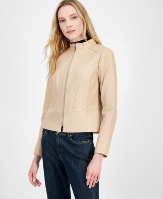 レザージャケット・コート [MATINKIM]oval logo racing leather jumper in light beige OVAL LOGO RACING LEATHER JUMPER IN LIGHT BEIGE – Matin Kim