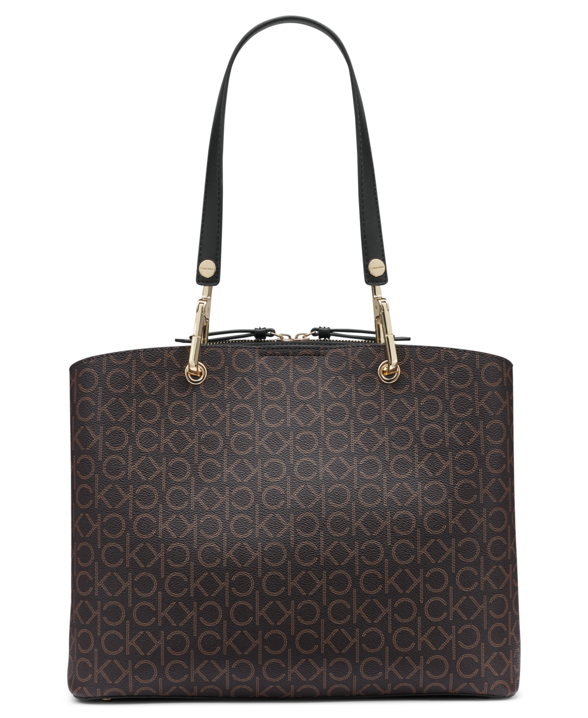CALVIN KLEIN GARNET SIGNATURE TRIPLE COMPARTMENT TOP ZIPPER TOTE 