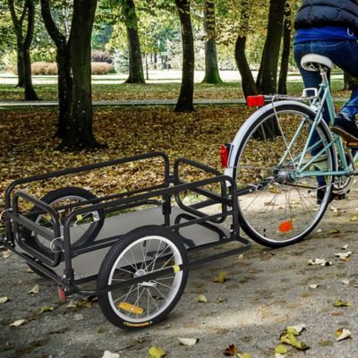 Bike Cargo Trailer for Hefty Loads, Foldable Compact Storage, Universal Hitch, Bike Wagon Bike Trailer Bicycle Cargo Trailer Bike Attachment with 16&amp;#x22; Wheels, Heavy-Duty, Black