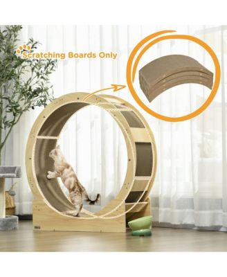 Cat Scratching Board, 4 Pack Cat Scratcher for Indoor Cats, Reversible Cat Scratching Post Replacement for Cat Wheel, Brown