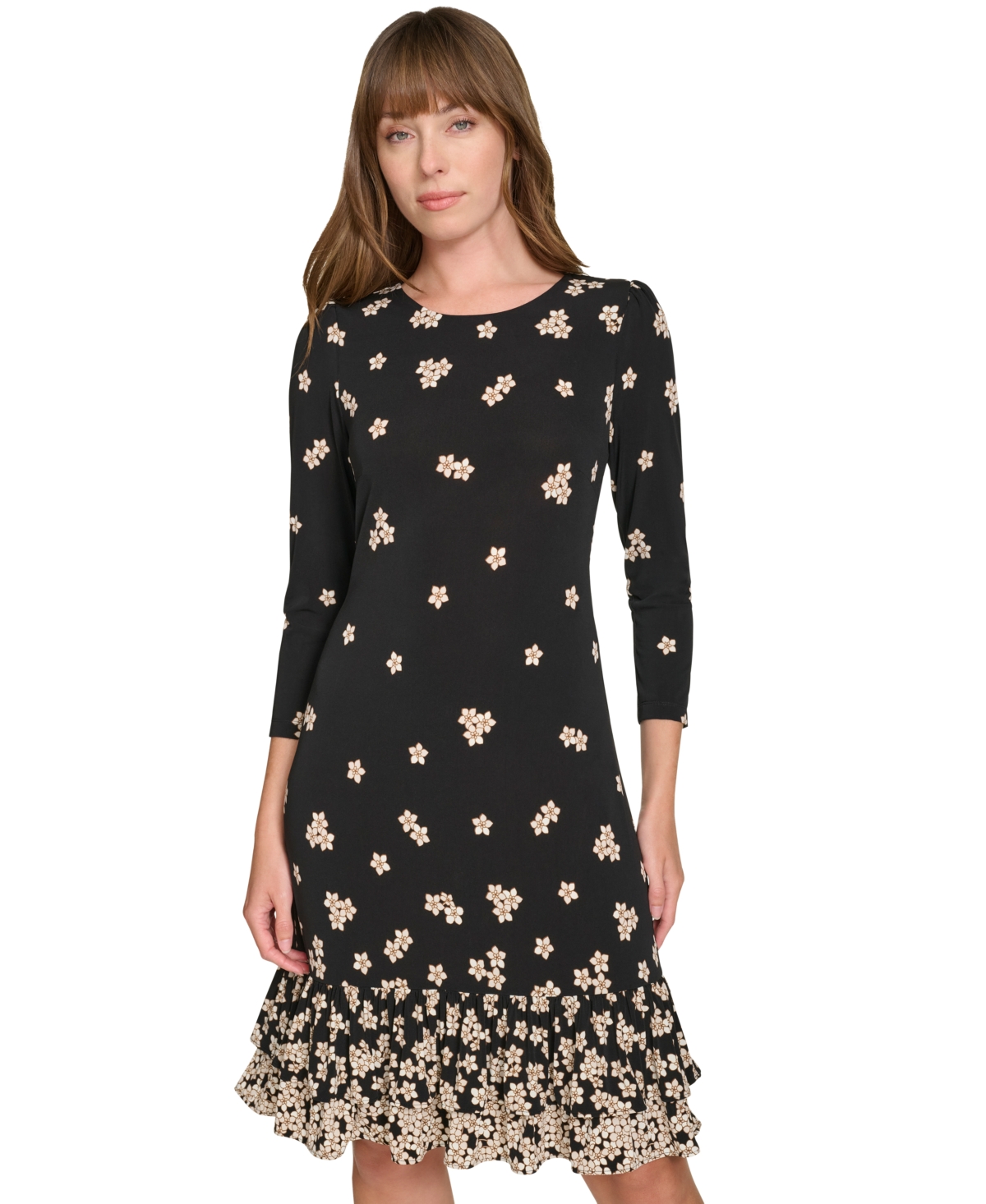 Tommy Hilfiger Women's Floral-Print Ruffled Shift Dress
