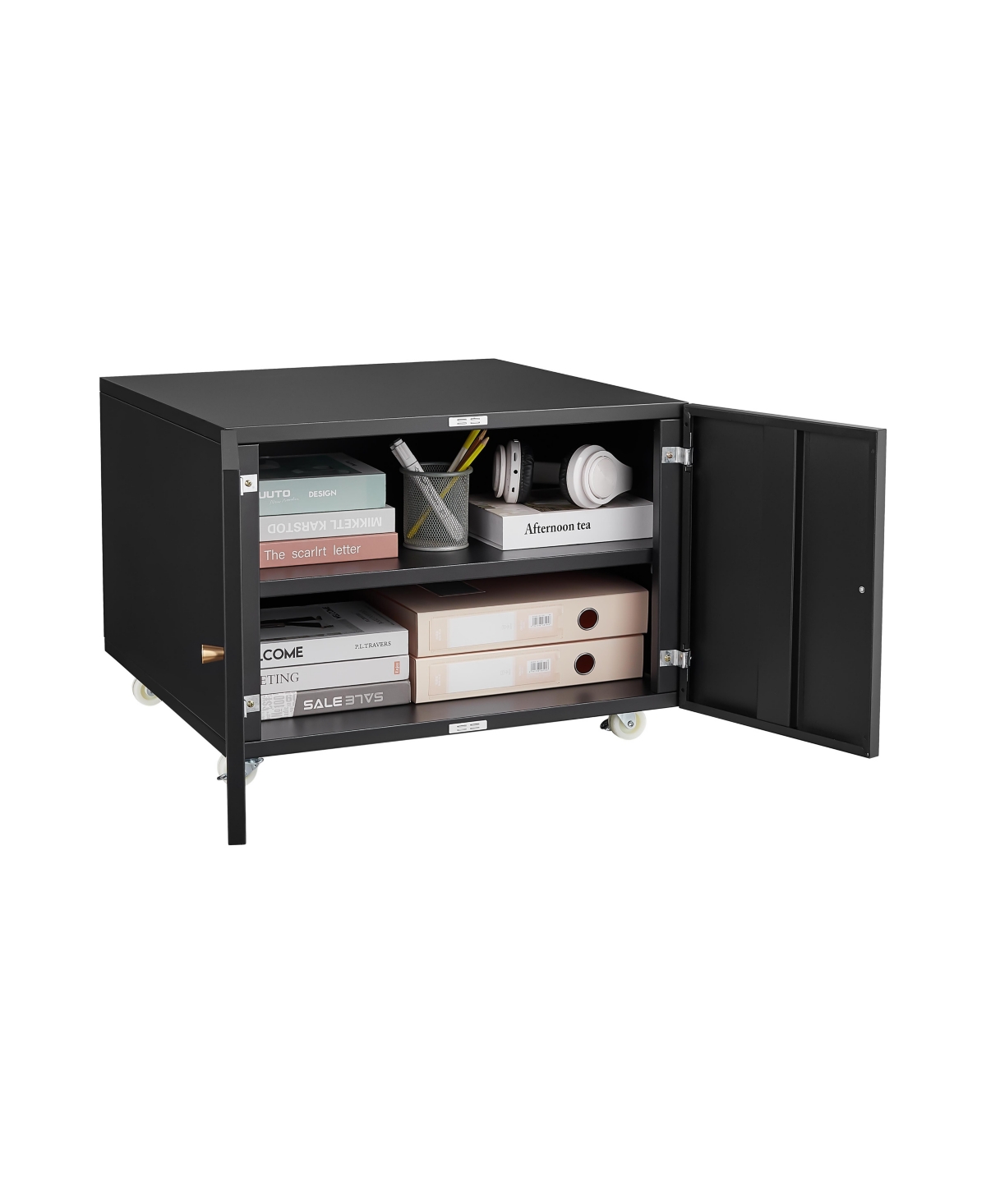 Slickblue Office furniture Copier Cabinet 2 door steel copier stand mobile pedestal file Printer Stand