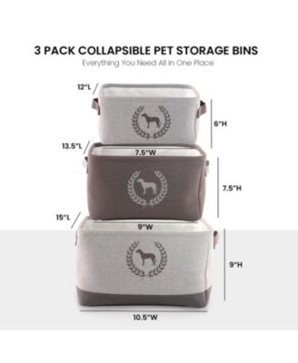 3 Pack Dog Toy Storage Basket Bins, Collapsible Box Organizer for Organizing Pet Accessories, Clothes, Clothing