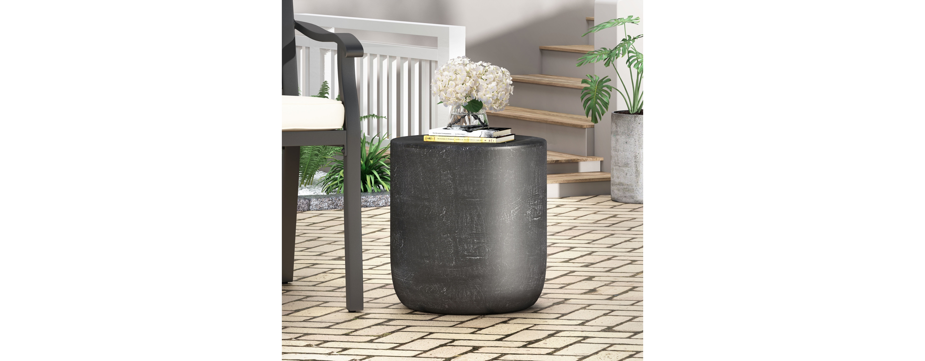 Streamdale Modern Concrete Side Table Durable, Waterproof, Assembled