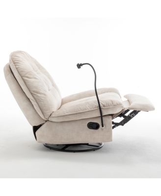 Streamdale Gold-Stamped Velvet Recliner w/ Phone Holder