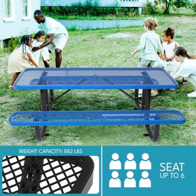 Streamdale Steel Picnic Table with Umbrella Hole in Blue