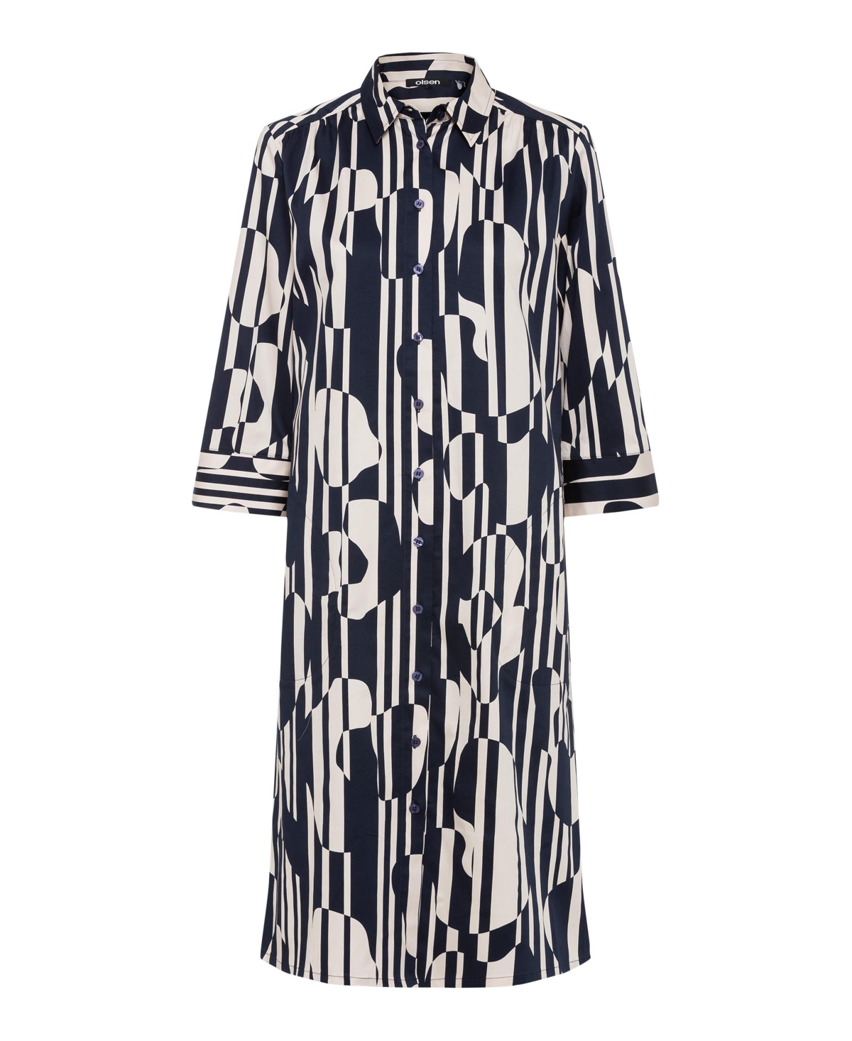 Olsen Women's 3/4 Sleeve Geo Shirt Dress