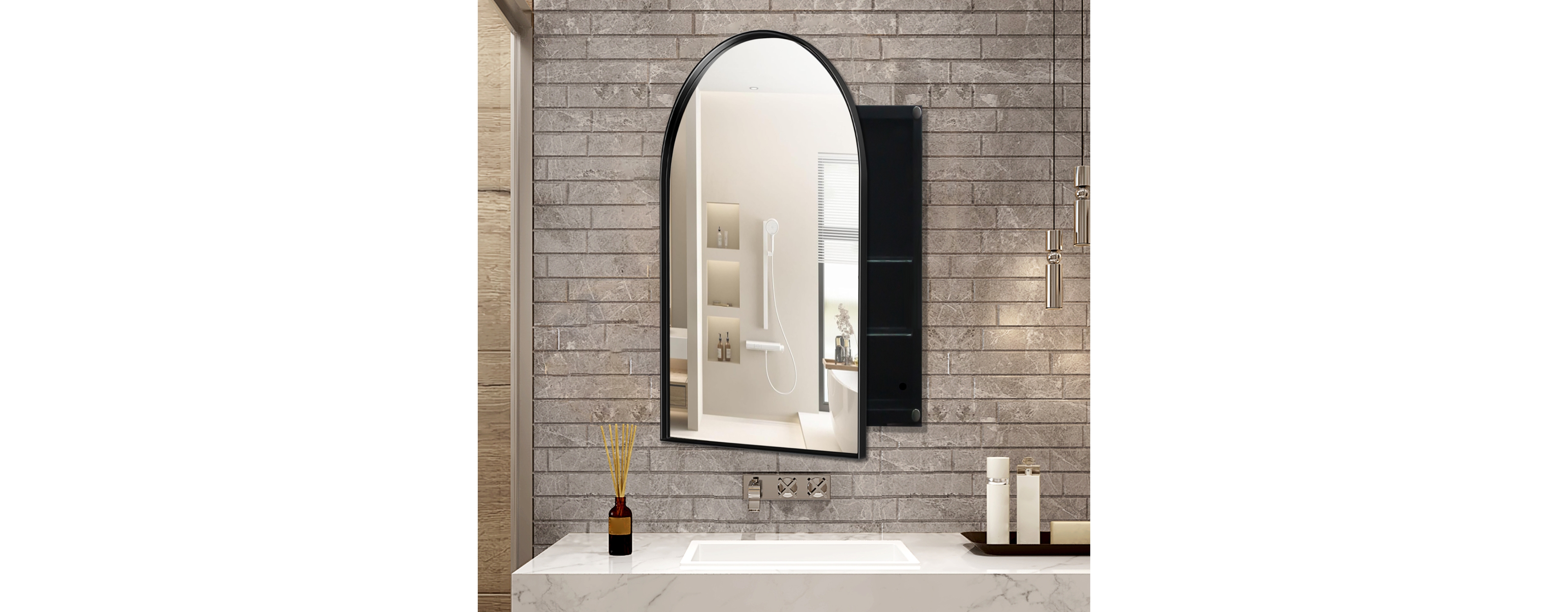 Streamdale Arched Recessed Medicine Cabinet with Mirror