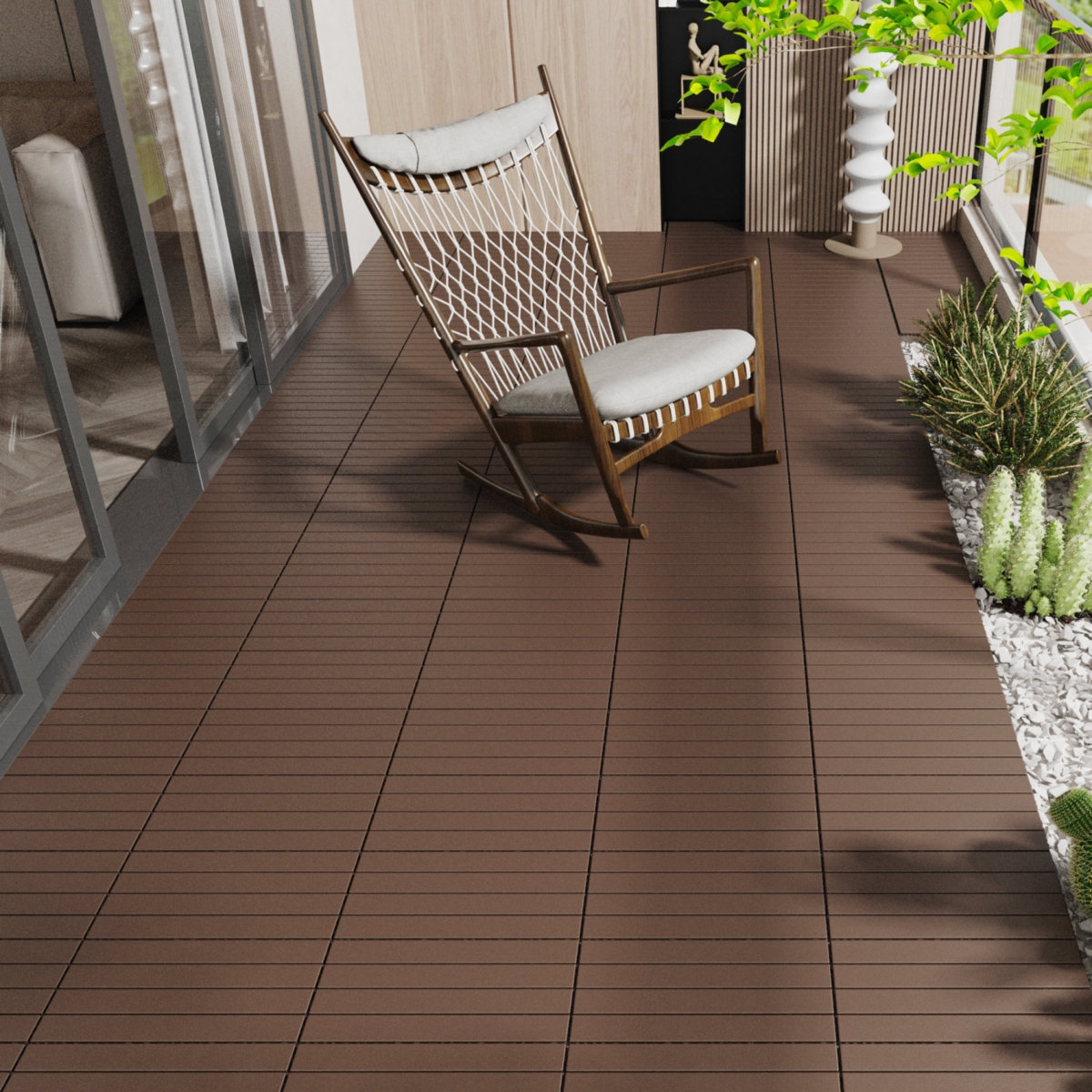Streamdale Furniture 2FT Patio Deck Tiles, Diy Module Interlocking Decking Tiles Floor Tile, Easy and Quick Installation Court Tiles for Porch Poolsid