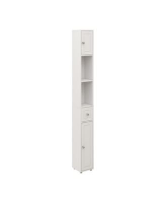 71" Slim Bathroom Cabinet with Drawer & Shelves-White