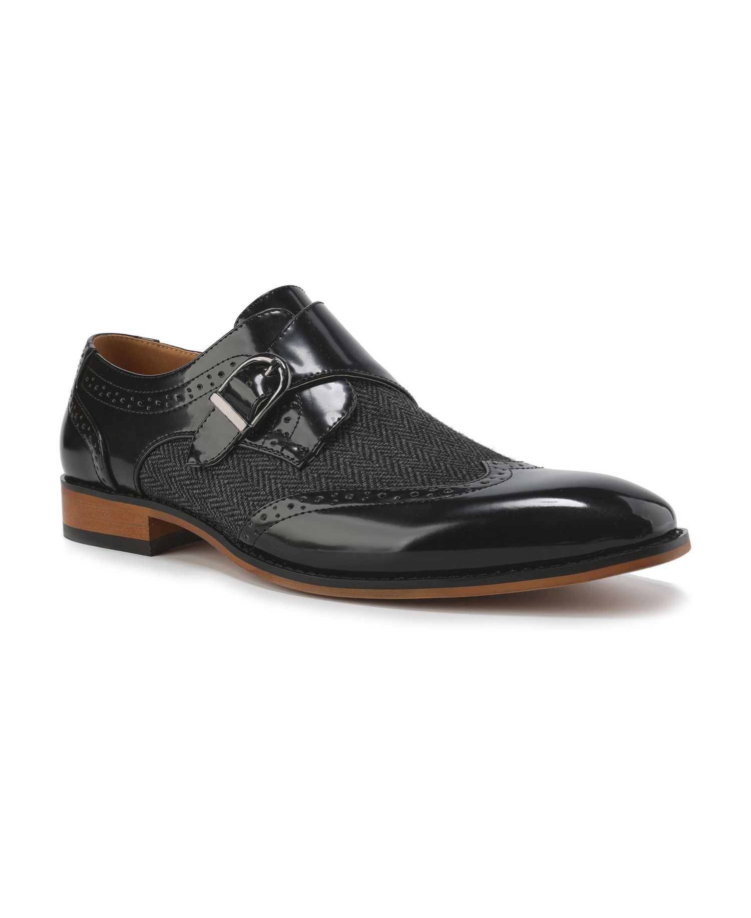 Men's Monk Strap Herringbone Dress Shoes Slip-on Loafers