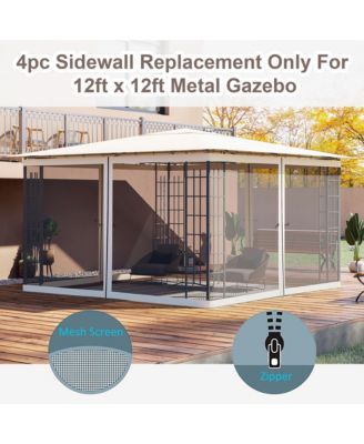 12' x 12' Universal Replacement Mesh Sidewall Netting for Patio Gazebos and Canopy Tents with Zippers, (Sidewall Only), Cream