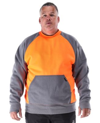 Men's Two-Tone HiVis Crewneck Sweatshirt - High Visibility Safety Pullover with Contrast Design