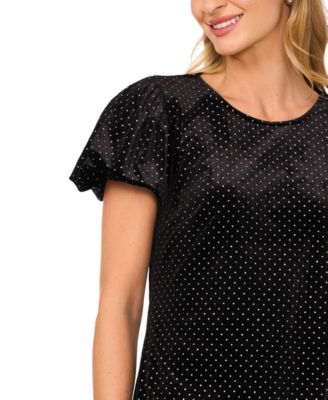 Women's Embellished Velvet Bubble-Sleeve Dress