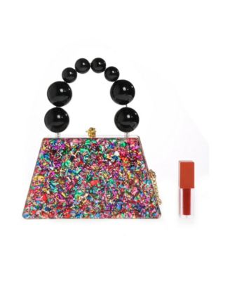 Forever Love confettie Top Handle Acrylic Clutch