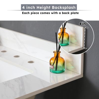 31" Marble 4" Backsplash – Sintered Stone, Pre-Drilled Faucet Hole Vanity Top with Undermount Sink