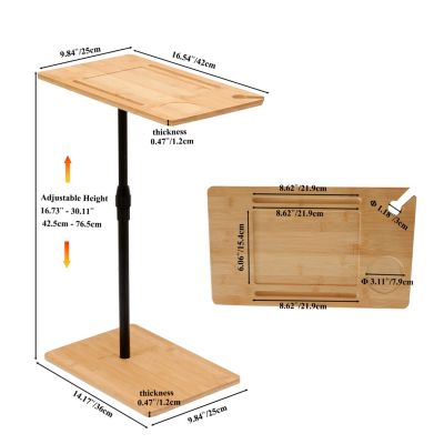 Adjustable Bamboo Couch Tray Table with Slots