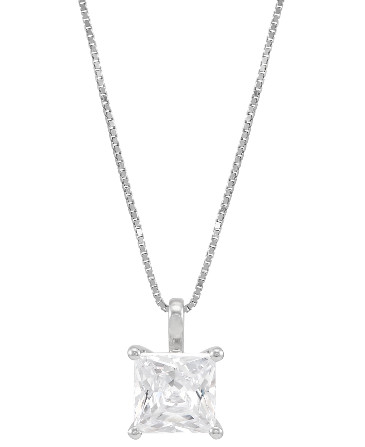 Grown With Love Certified Lab Grown Princess Solitaire 18" Pendant Necklace (1 Ct. T.w.) In 14k White Gold In White Gold