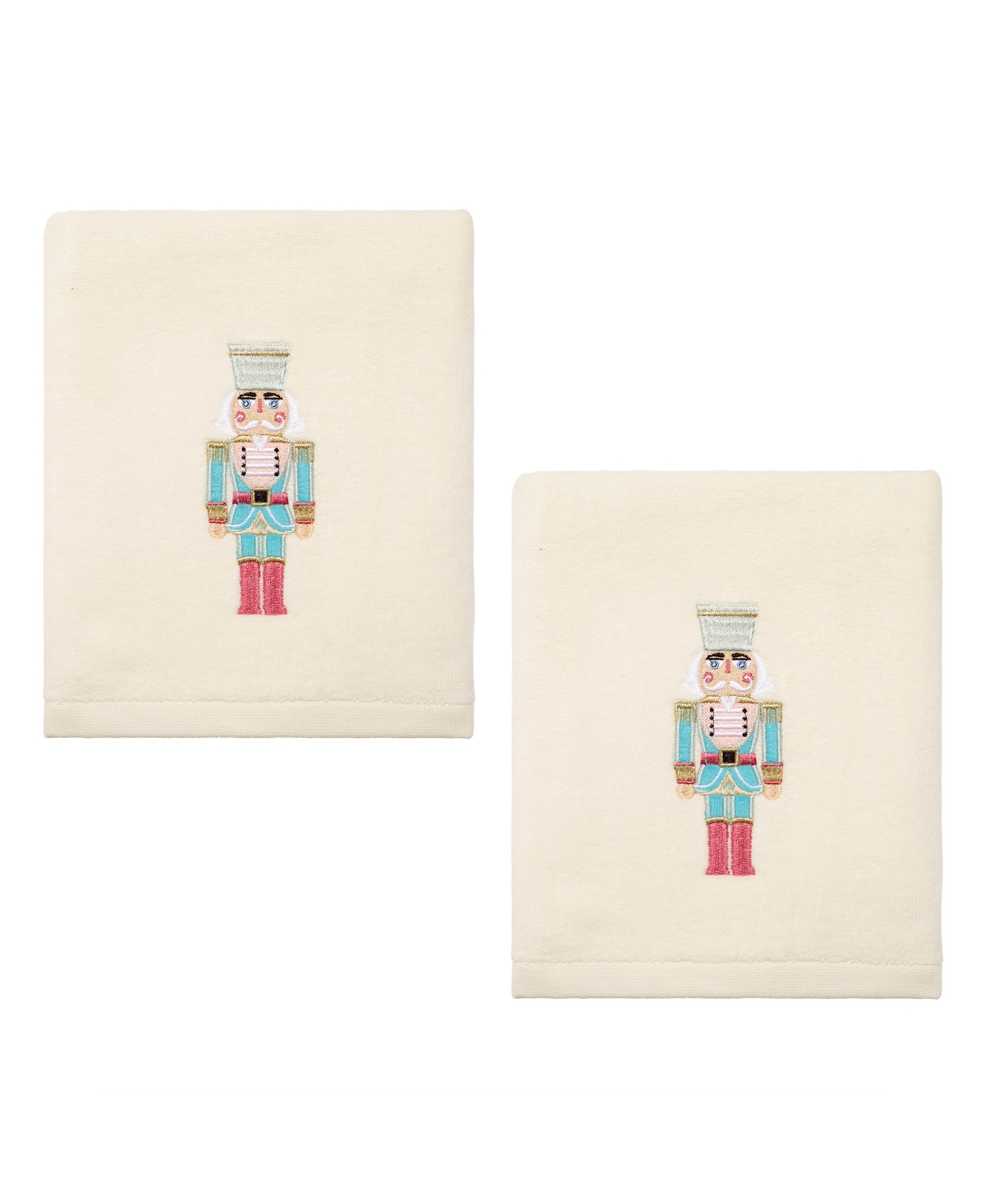 Avanti Nutcracker Cotton Hand Towel Set, 28" X 16" In Ivory