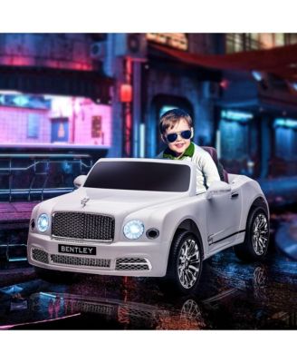 Bentley Mulsanne 12V Ride on Car, Battery Powered Car with Remote Control, Suspension, Startup Sound, LED Lights, MP3, Horn, Music, Forward and Backward, 2 Motors, White