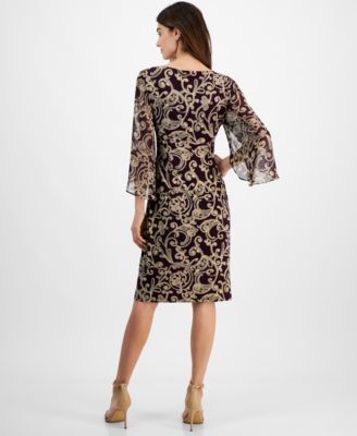 Women's 3/4-Sleeve Printed Sheath Dress