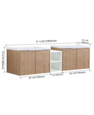 72" Soft-Close Bathroom Vanity with Resin Sink and Ample Storage